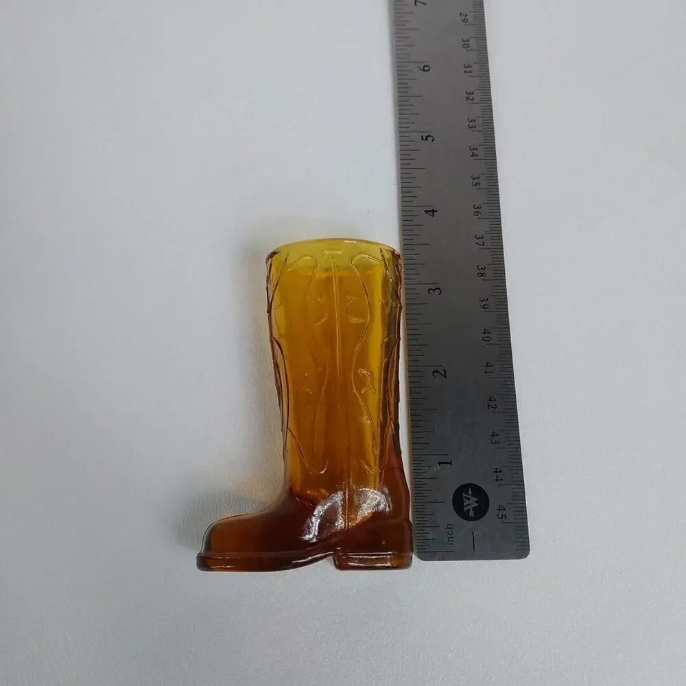 Glass Cowboy Boot Shot Glass‎ Amber